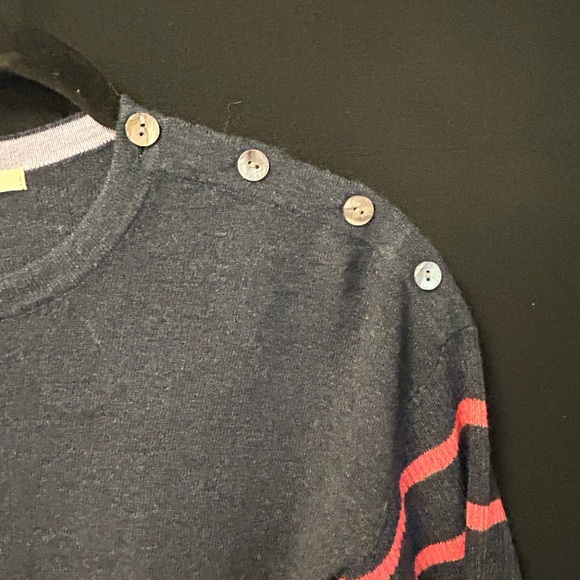 White Stuff Striped Navy and Coral Alpaca/Merino wool Sweater - Picture 6 of 9